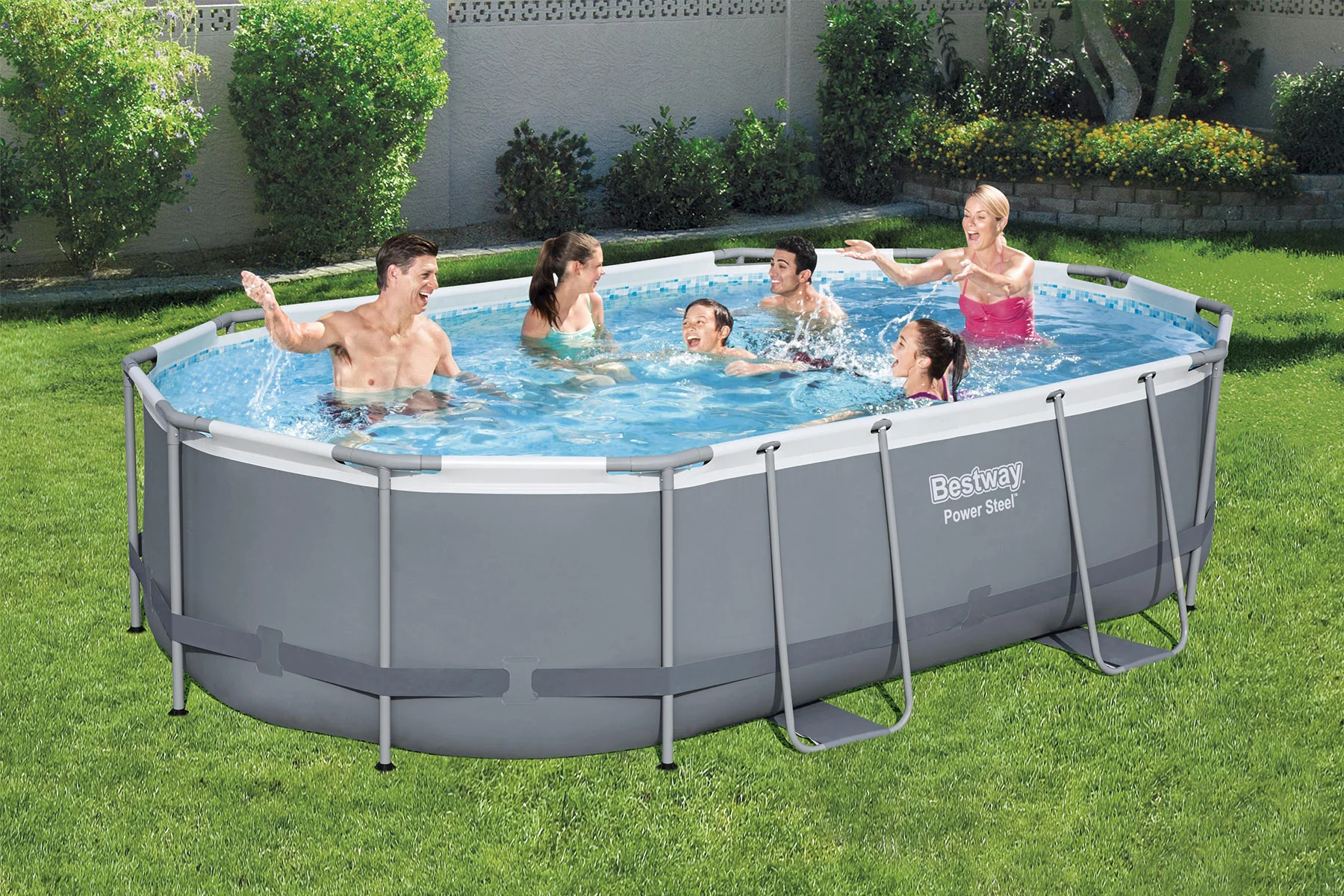 16ft x 42in Dark Grey Oval Power Steel Above Ground Pool Set 4 16ft x 42in Dark Grey Oval Power Steel Above Ground Pool Set