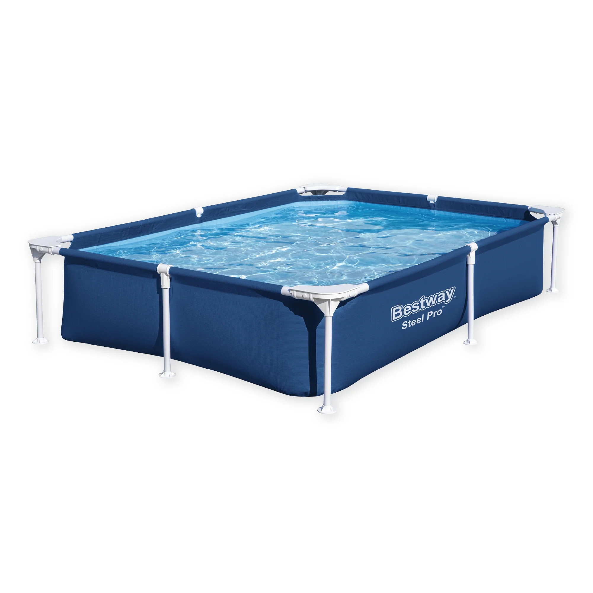 7.3ft x 59in x 17in Navy Blue Rectangle Steel Pro Above Ground Pool