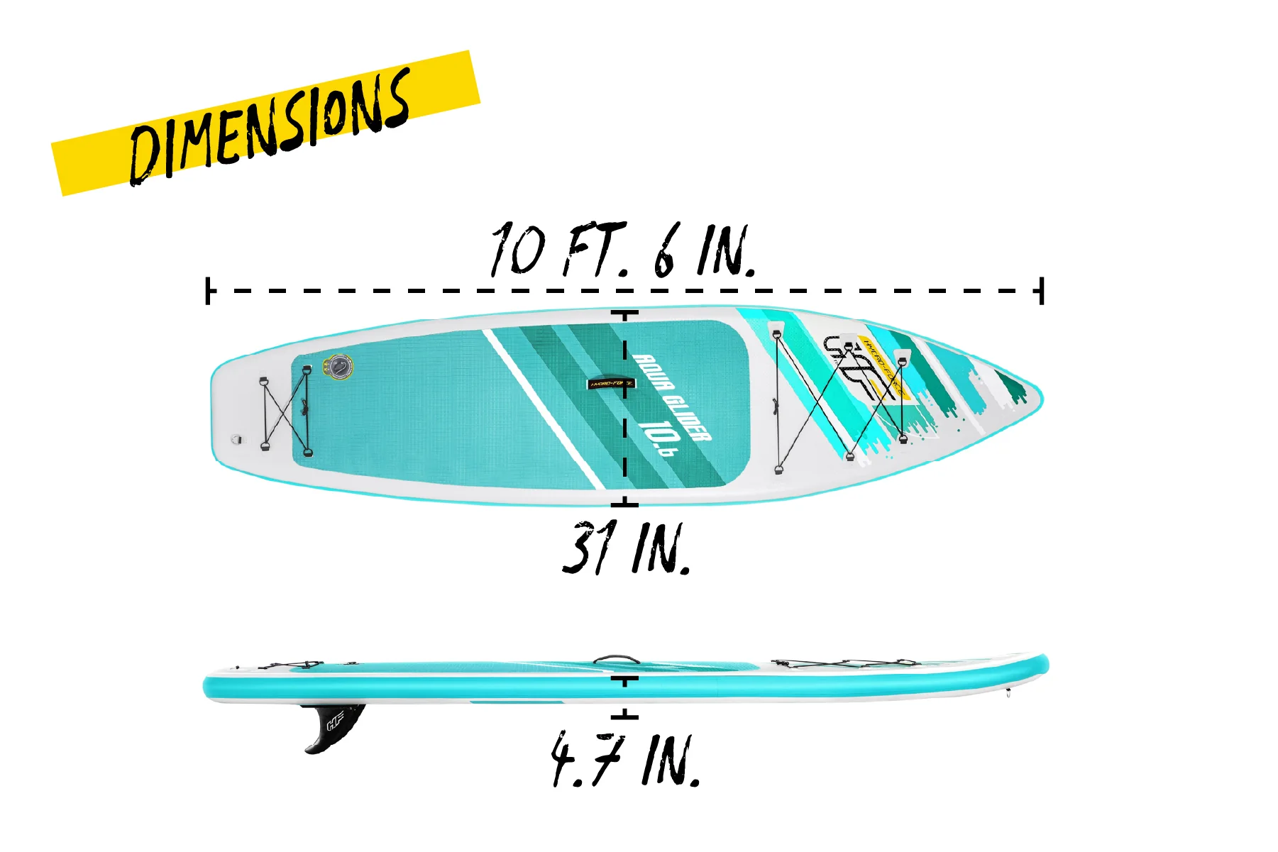 Hydro-Force 10ft 6" Inflatable Paddle Board SUP Set - Aqua Glider 8 Hydro-Force 10ft 6" Inflatable Paddle Board SUP Set - Aqua Glider