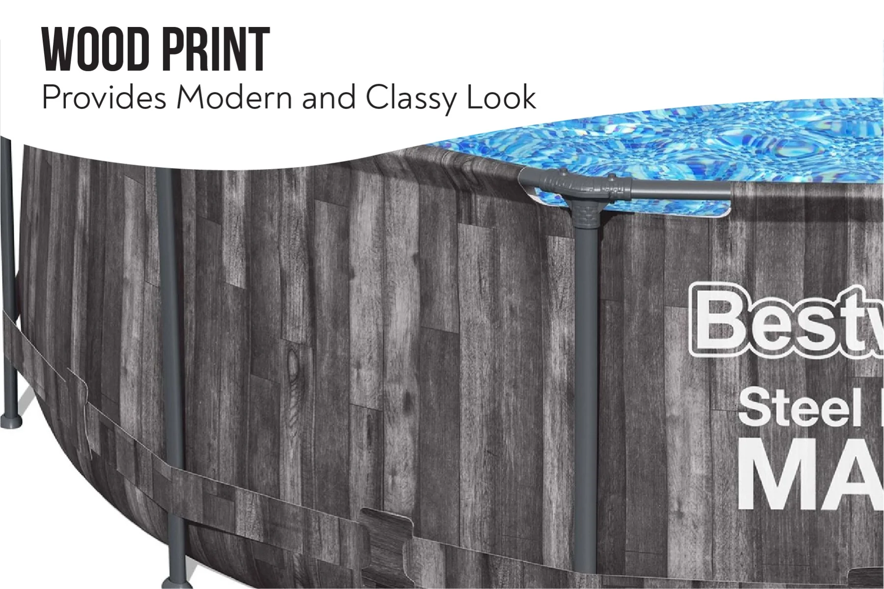 12ft x 30in Grey Round Steel Pro Max Above Ground Pool Set - Outlet 5 12ft x 39.5in Wood Print Round Steel Pro Max Above Ground Pool Set