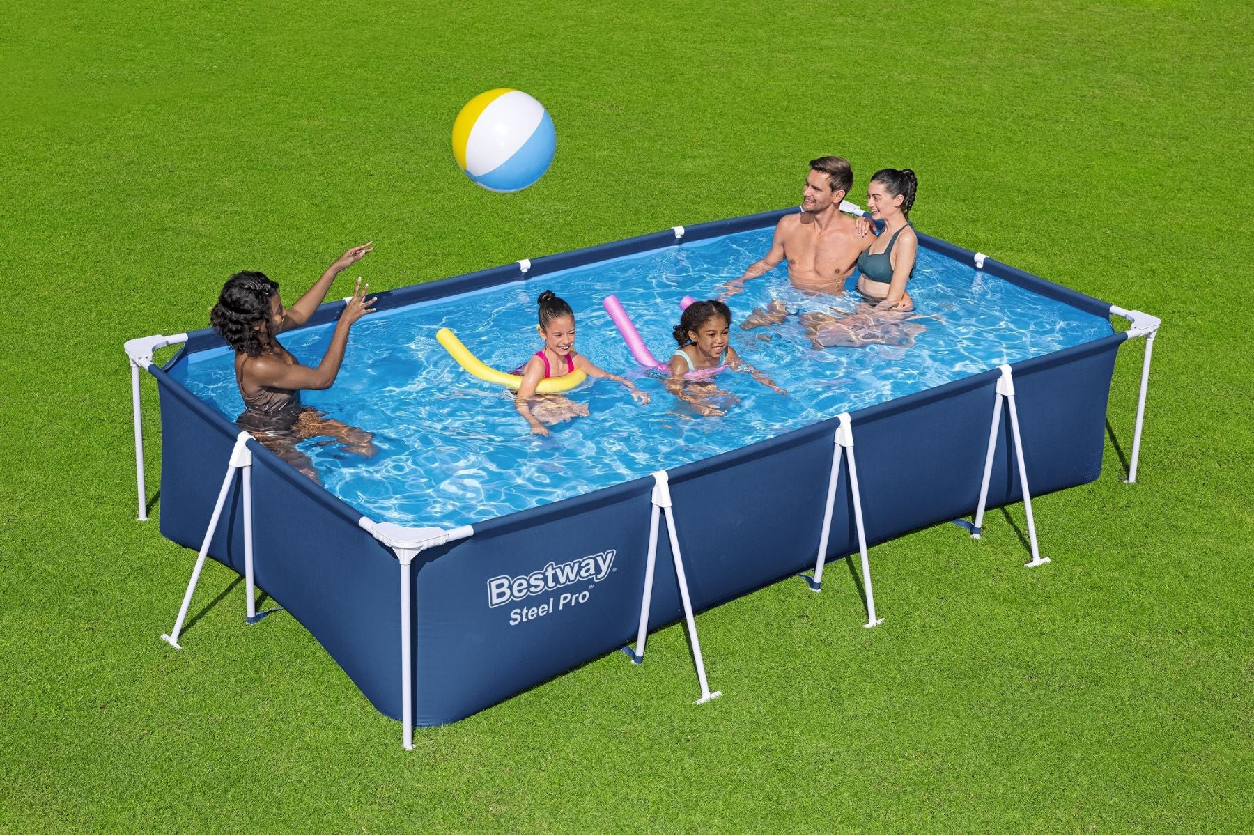 13.1ft x 6.11ft x 32in Navy Blue Rectangle Steel Pro Above Ground Pool Set 3 13.1ft x 6.11ft x 32in Navy Blue Rectangle Steel Pro Above Ground Pool Set