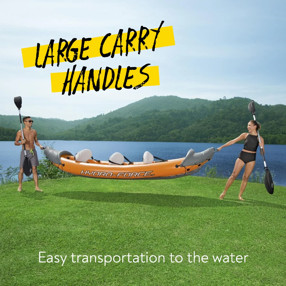 Hydro-Force 3 Person Inflatable Kayak Set - Rapid - Outlet 5 Hydro-Force 3 Person Inflatable Kayak Set - Rapid