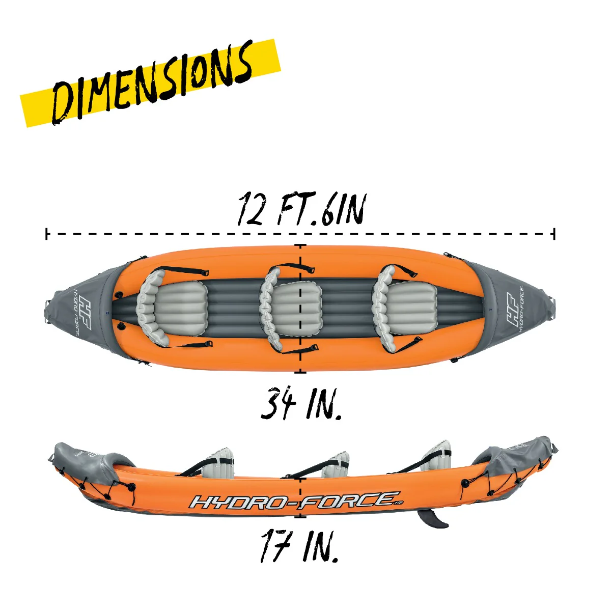 Hydro-Force 3 Person Inflatable Kayak Set - Rapid - Outlet 8 Hydro-Force 3 Person Inflatable Kayak Set - Rapid