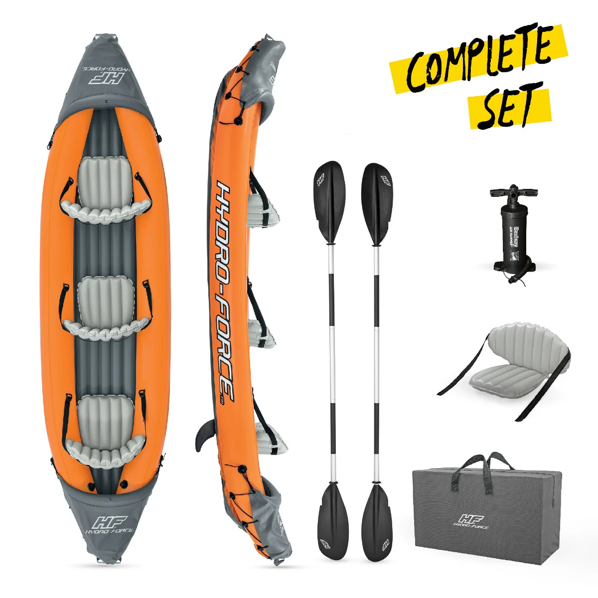Hydro-Force 3 Person Inflatable Kayak Set - Rapid - Outlet 9 Hydro-Force 3 Person Inflatable Kayak Set - Rapid