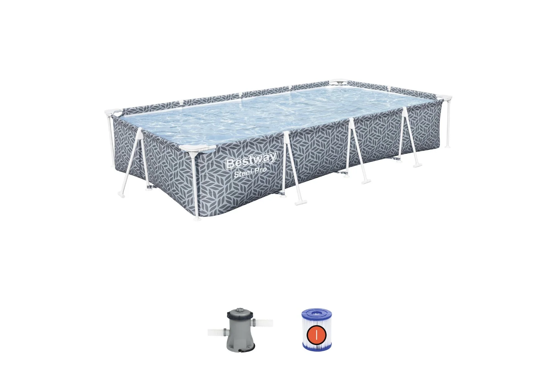 12ft x 6.6ft x 26in Leaf Print Rectangle Steel Pro Above Ground Pool Set