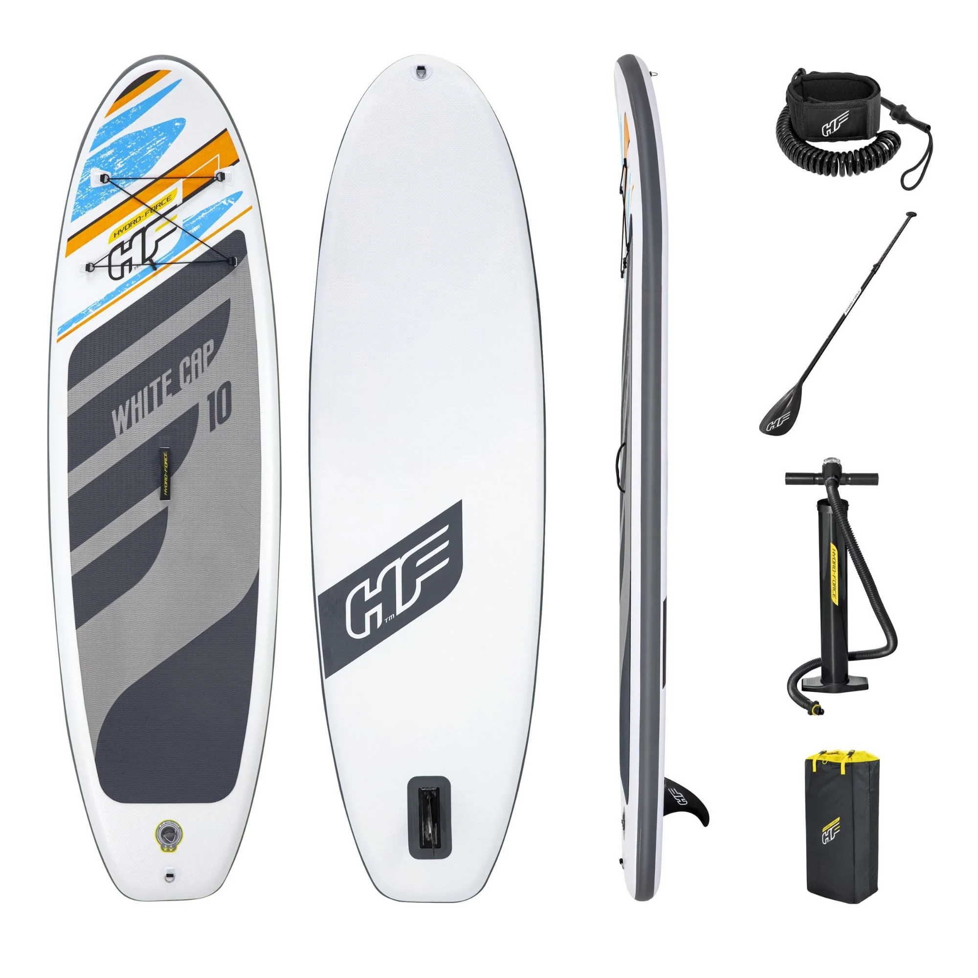 Hydro-Force 10ft Inflatable Paddle Board SUP Set - White Cap - Outlet