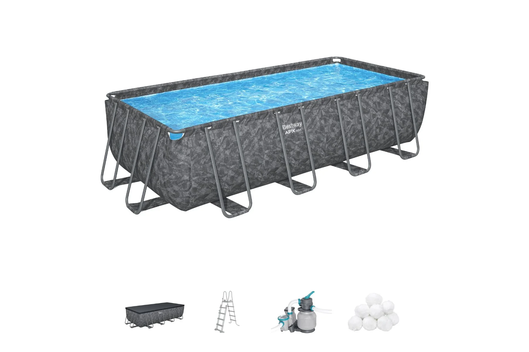 18ft x 52in Grey Rectangular APX 365 Steel Above Ground Pool Set