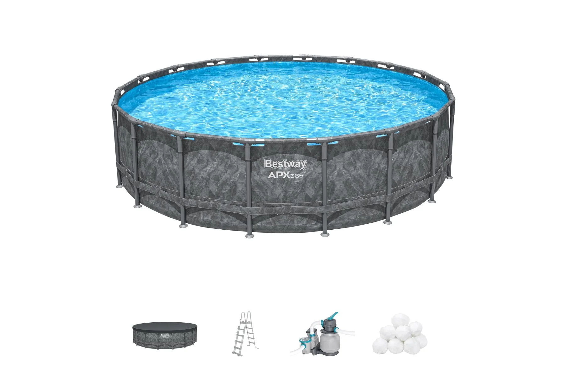 18ft x 52in Grey Round APX 365 Above Ground Pool Set