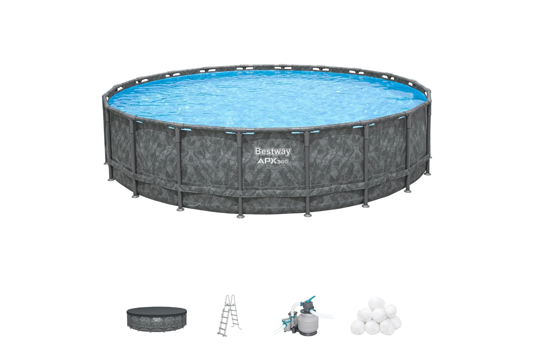 20ft x 52in Grey Round APX 365 Above Ground Pool Set