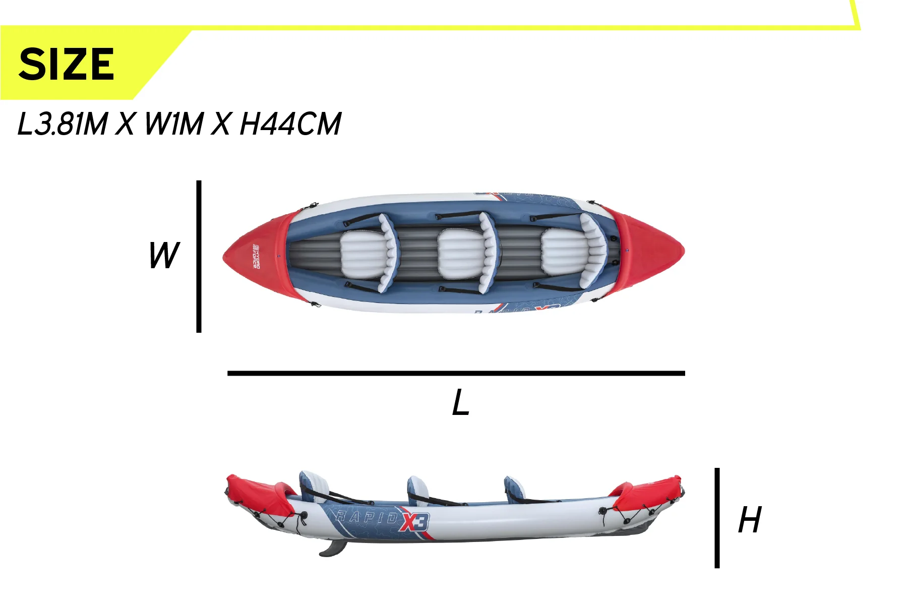 Hydro-Force 3 Person Inflatable Kayak Set - Rapid X3 9 Hydro-Force 3 Person Inflatable Kayak Set - Rapid X3